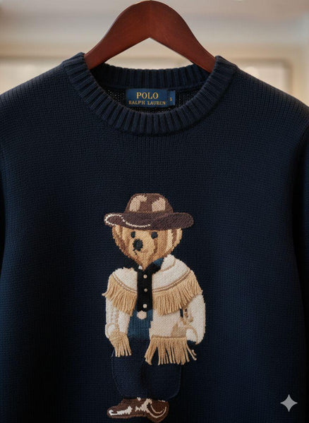 Women’s Premium Navy Blue Pullover with Bear Design