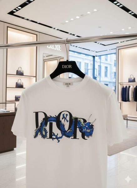 Stylish White  Designer T-Shirt with Dragon Logo Print