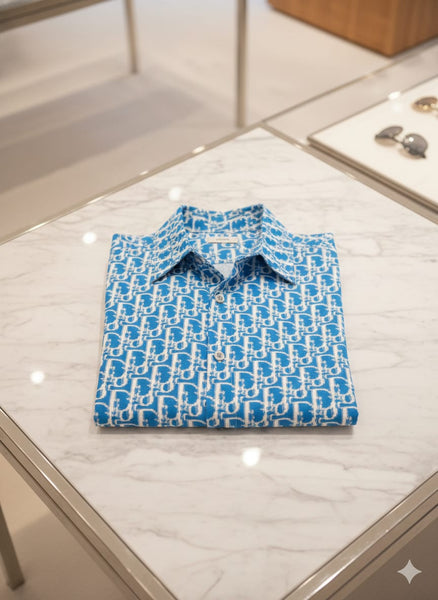 Premium Blue  Monogram Designer Shirt for Men