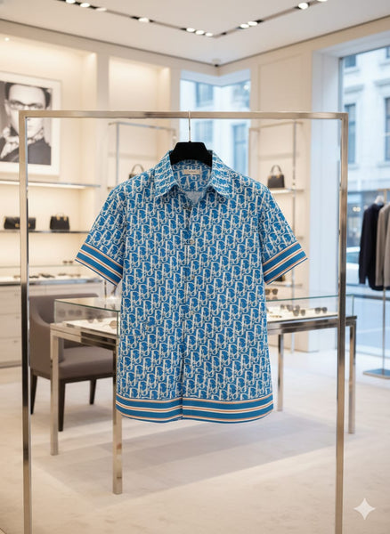 Premium Blue  Monogram Designer Shirt for Men
