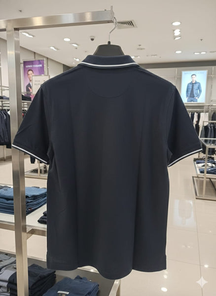 Luxury Imported Brand Navy Blue Polo T-Shirt with Contrast Trim
