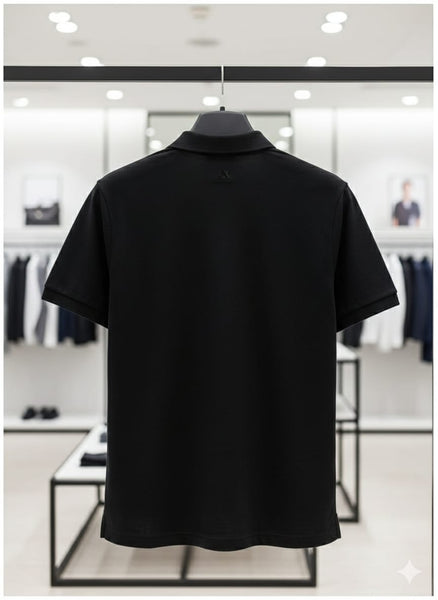 Classic Black Polo T-Shirt with Subtle Logo Detail