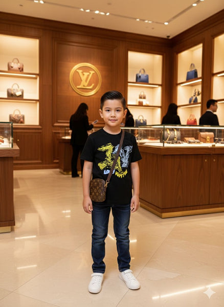 Cool Black Graphic Print Kids T-Shirt