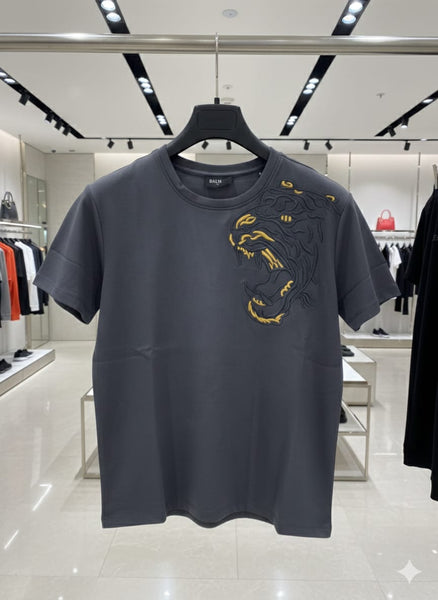 Men’s Dark Grey Premium T-Shirt with Tiger Embroidery Design