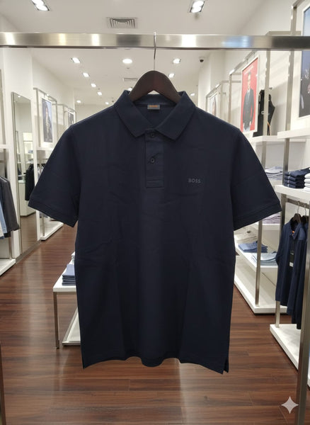 Men’s Solid Navy Blue Polo T-Shirt with Minimal Logo