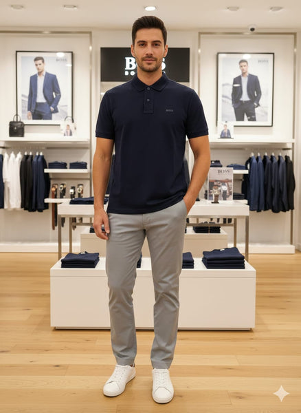 Men’s Solid Navy Blue Polo T-Shirt with Minimal Logo