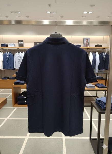 Men’s Solid Navy Blue Polo T-Shirt with Minimal Logo