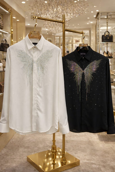 Premium Brand Crystal Wing Designer Shirt