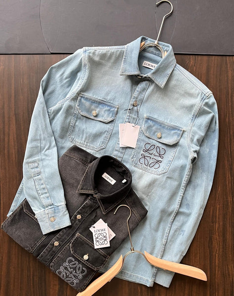 Luxury Monogram Denim Shirt  Premium Street-Smart Style
