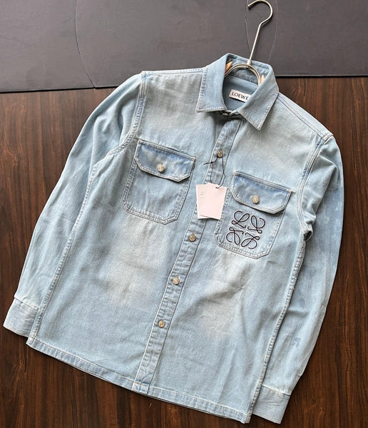 Luxury Monogram Denim Shirt  Premium Street-Smart Style