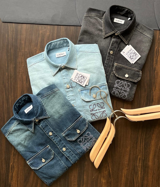 Luxury Monogram Denim Shirt  Premium Street-Smart Style