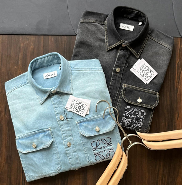 Luxury Monogram Denim Shirt  Premium Street-Smart Style