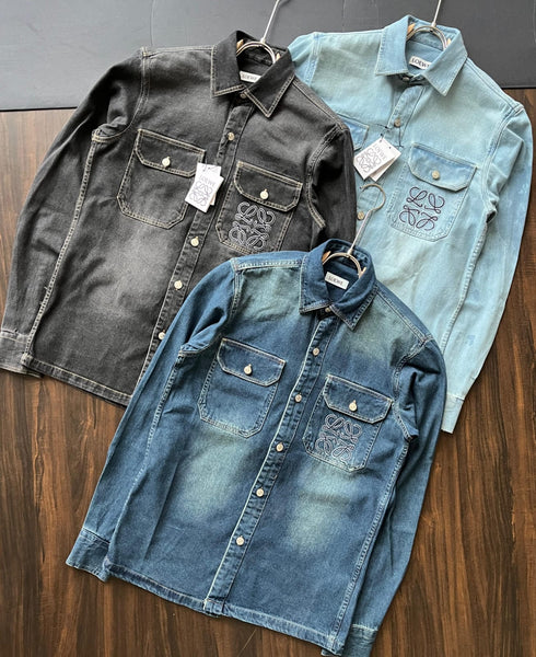 Luxury Monogram Denim Shirt  Premium Street-Smart Style