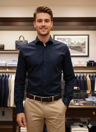 Classic Navy Casual -Fit Shirt – Smart, Sharp & Timeless