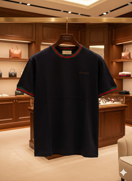 Premium Black Luxury Oversized T-Shirt with Signature Web Trim