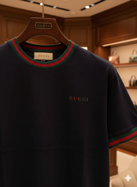 Premium Black Luxury Oversized T-Shirt with Signature Web Trim