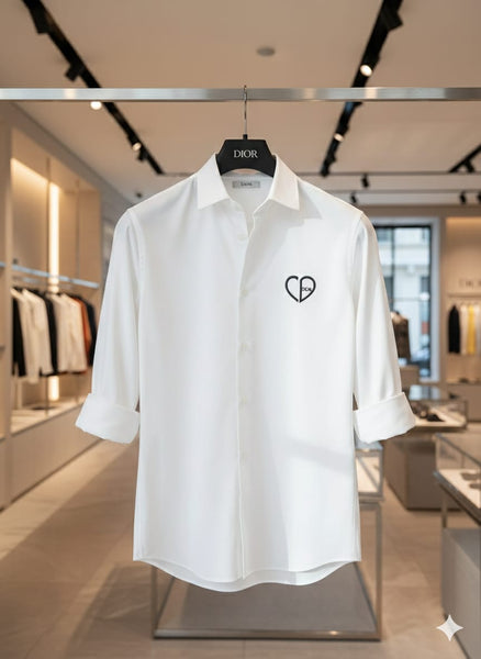 Men’s Premium Black Casual Shirt with Signature Heart Emblem