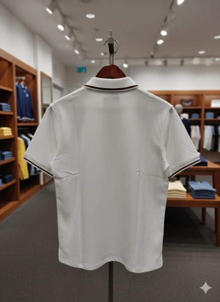 Imported Brand  Zip-Neck Polo T-Shirt with Signature Bear Logo