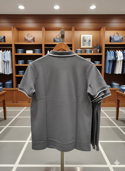 Men’s Premium Zip-Neck Polo T-Shirt with Embroidered Bear