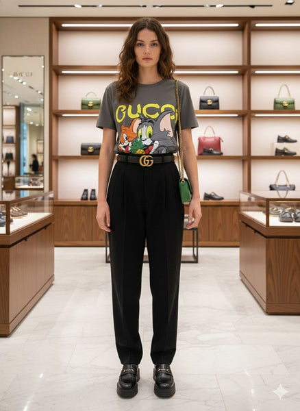 Elegant Branded  Graphic Cartoon Print  Women’s Tee