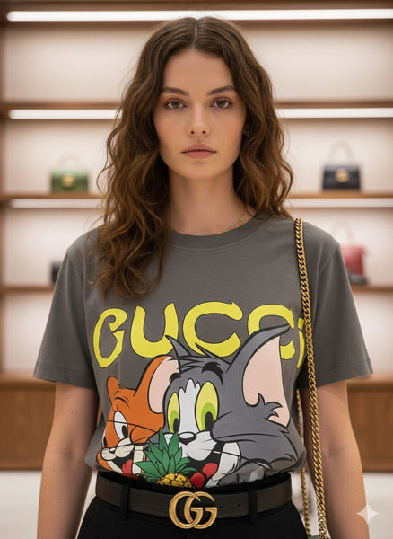 Elegant Branded  Graphic Cartoon Print  Women’s Tee