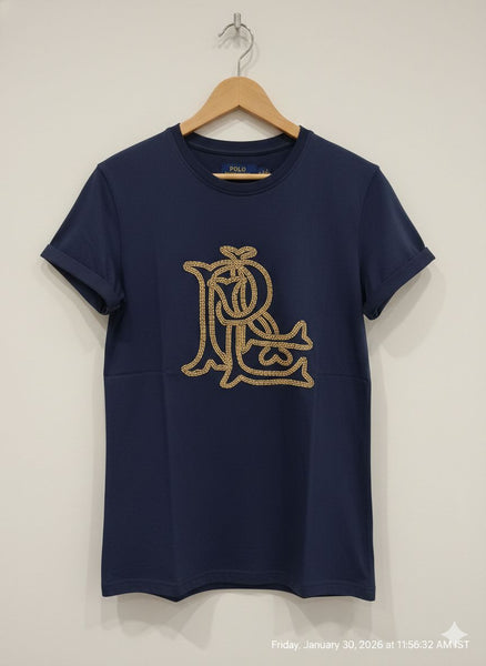 Elegant Monogram Embellished Women’s T-Shirt