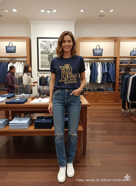 Elegant Monogram Embellished Women’s T-Shirt