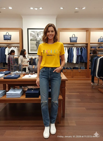 Women’s Stylish Yellow Polo Graphic T-Shirt