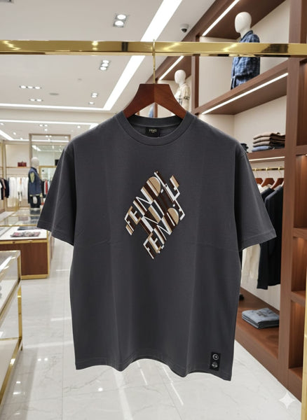 Men’s Premium Charcoal Grey Graphic T-Shirt with Modern Logo Print