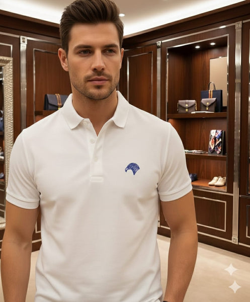 Men’s Premium White Polo T-Shirt with Signature Chest Logo