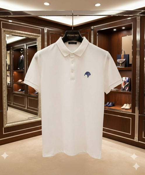 Men’s Premium White Polo T-Shirt with Signature Chest Logo