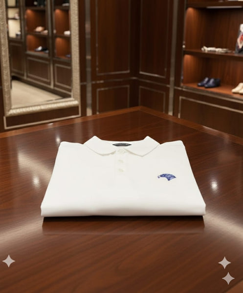 Men’s Premium White Polo T-Shirt with Signature Chest Logo