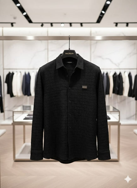 Men’s Premium Black Textured Casual Shirt with Modern Fit