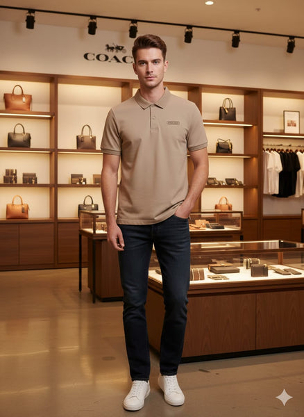 Men’s Beige Premium Polo T-Shirt – Elegant Smart Casual Wear