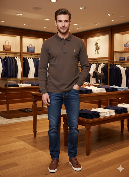 Men’s Long-Sleeve Polo T-Shirt – Smart Everyday Luxury