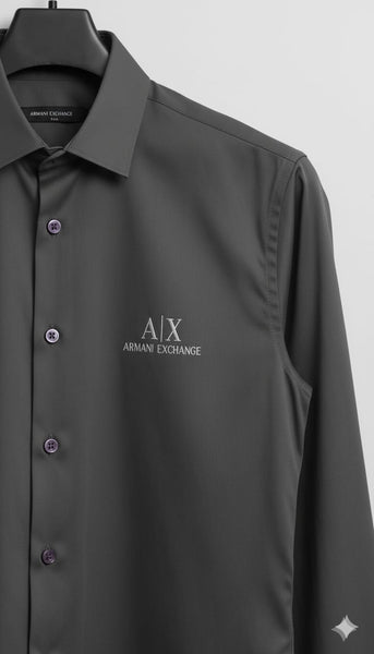 Men’s Premium Charcoal Grey Formal Shirt with Minimal Logo