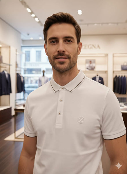 Luxury Classic White Polo T-Shirt with Subtle Logo