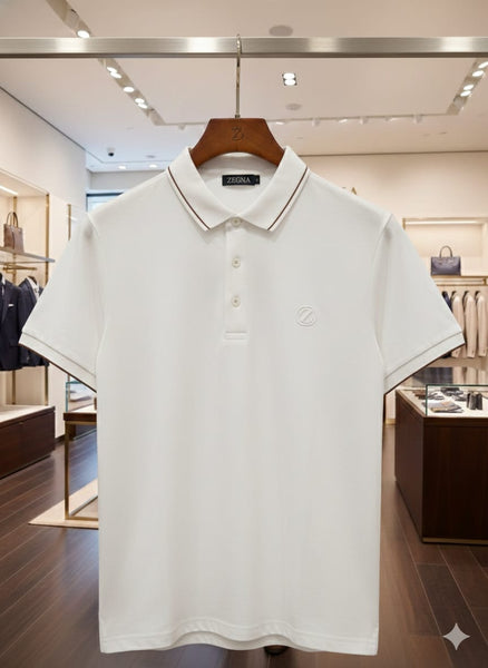 Luxury Classic White Polo T-Shirt with Subtle Logo
