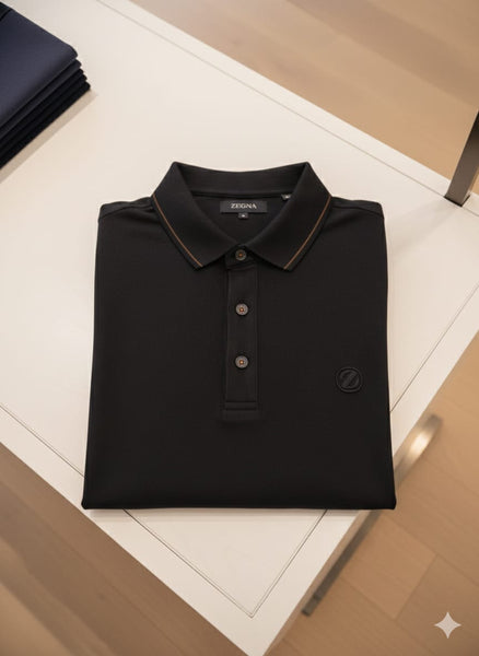 Premium Black Polo T-Shirt with Minimal Logo