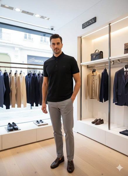 Premium Black Polo T-Shirt with Minimal Logo