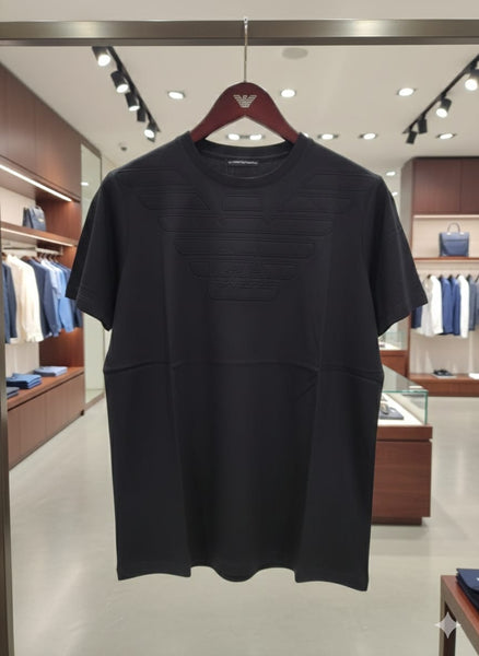 Premium Black Embossed Logo T-Shirt for Men