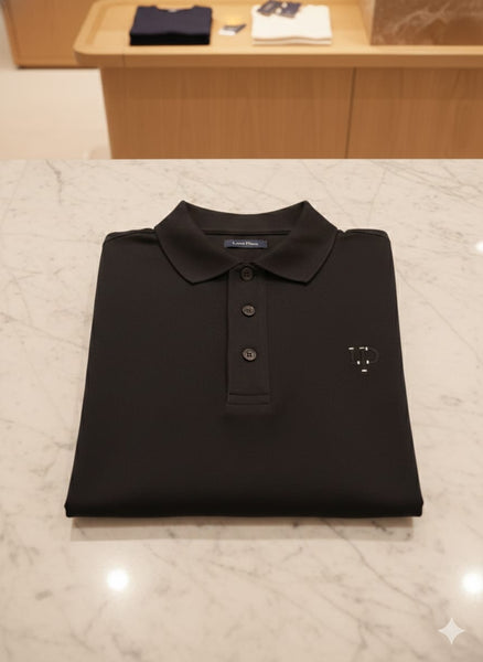 Classic Black Polo T-Shirt with Minimal Logo Detail