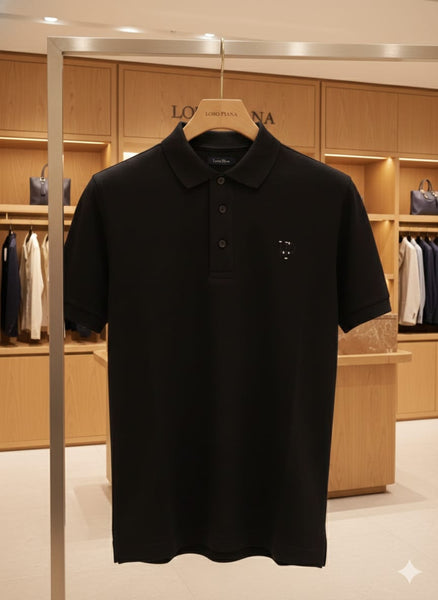 Classic Black Polo T-Shirt with Minimal Logo Detail