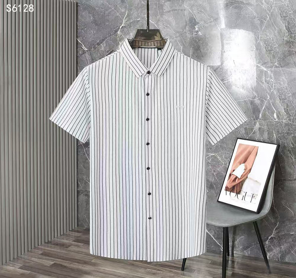 Men’s Vertical Striped Short Sleeve Shirt Smart Casual Fit