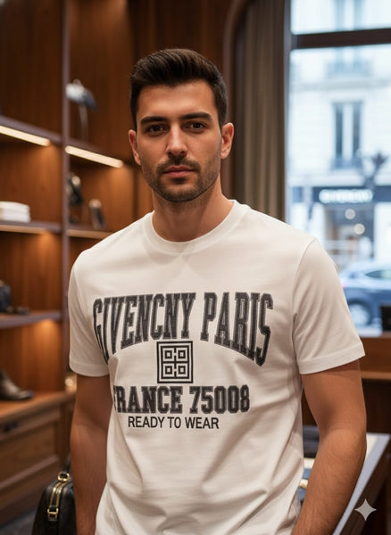 Men’s White Luxury Logo Print  Oversized T-Shirt  Premium Casual Wear