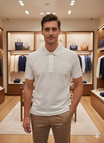 Men’s White Classic Polo T-Shirt  Premium Smart Casual Wear