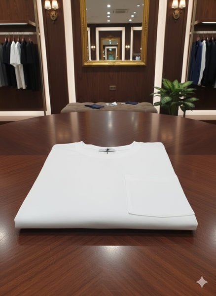 Men’s White Premium Pocket T-Shirt – Minimal Luxury Style