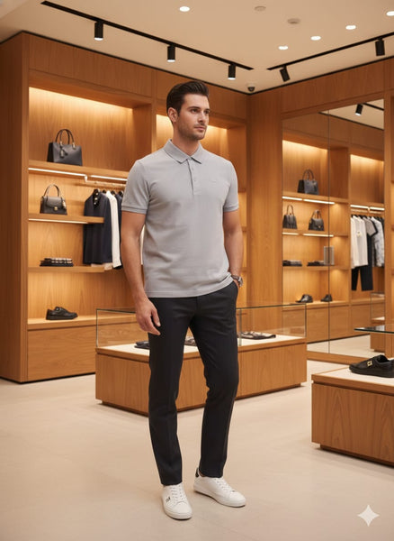 Premium Grey Polo T-Shirt Minimal, Modern & Elegant