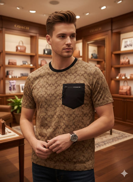 Dark Monogram T-Shirt with Utility Pocket Bold & Modern Style