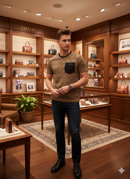 Dark Monogram T-Shirt with Utility Pocket Bold & Modern Style